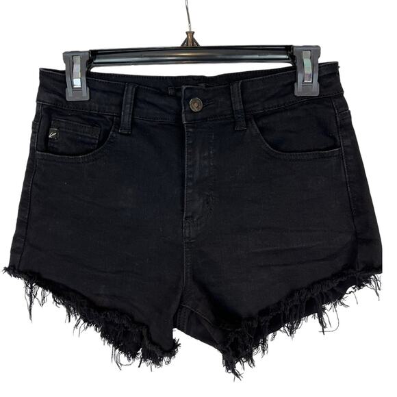 KanCan Distressed Raw Hem Black Cut off Jean Shorts - Picture 6 of 7